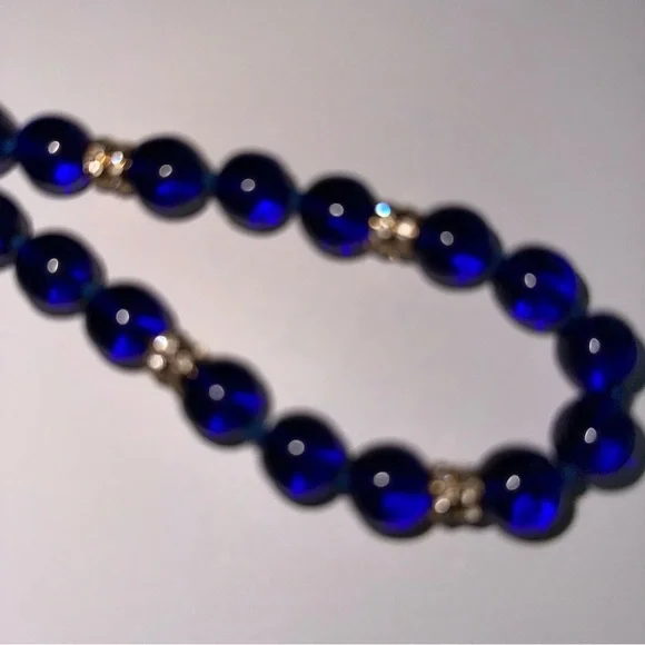 Vintage Murano glass necklace with handmade blue and golden - Picture 8 of 10